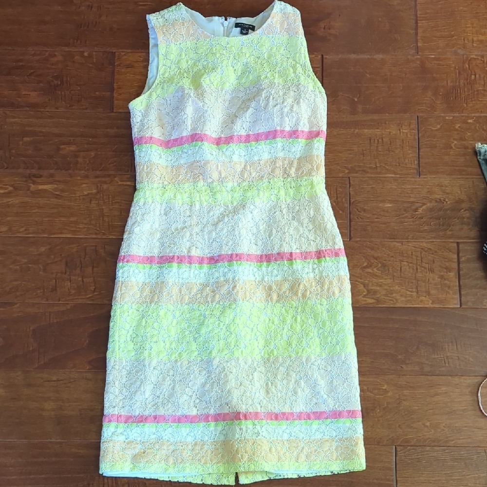 LOFT Green and White Sleeveless Sheath Dress for Cocktail